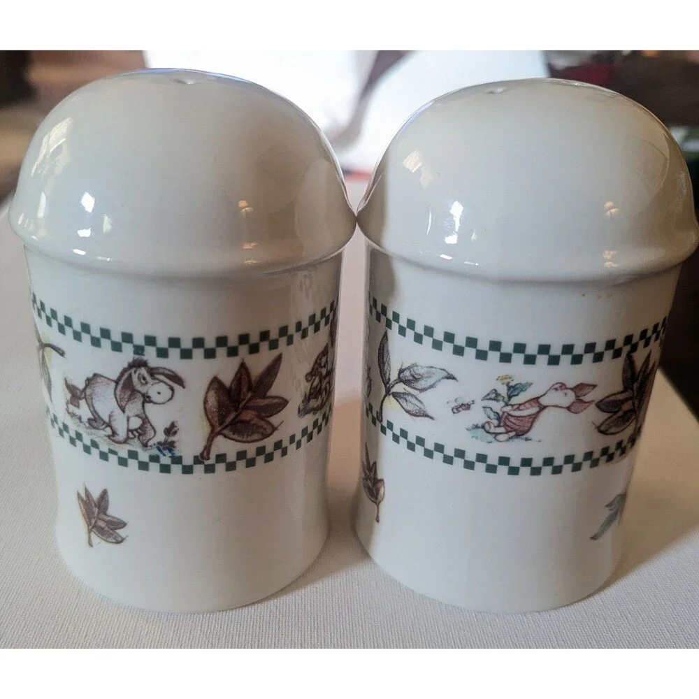 Disney Winnie the Pooh Salt Pepper Shaker Set 100 Acre Woods large stoneware